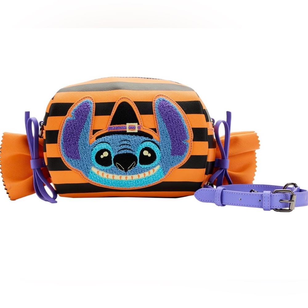 Loungefly Disney Lilo and Stitch Striped Halloween Candy Wrapper Crossbody